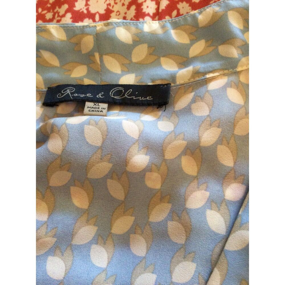 Rose & Olive XL Sleeveless blouse blue Floral print - Picture 5 of 6